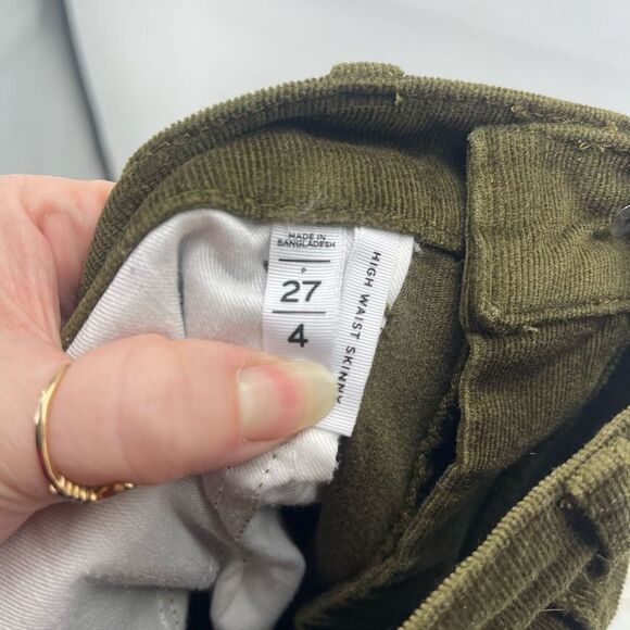 LOFT Women's Corduroy Pants High Waist Skinny Stretch Casual green olive Size 4 - Picture 9 of 10